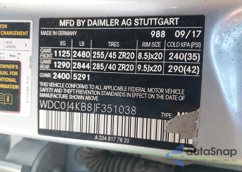 2018 Mercedes-Benz Glc 300 Coupe 4Matic z USA, uszkodzony, nr VIN WDC0J4KB8JF351038